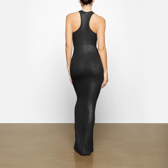 {SKIMS} SOFT LOUNGE SHIMMER RACERBACK DRESS [ONYX] - Picture 4 of 7